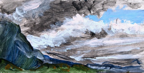 Na Pali - Gray Sky, 6" x 12", acrylic on paneled paper, 2014.